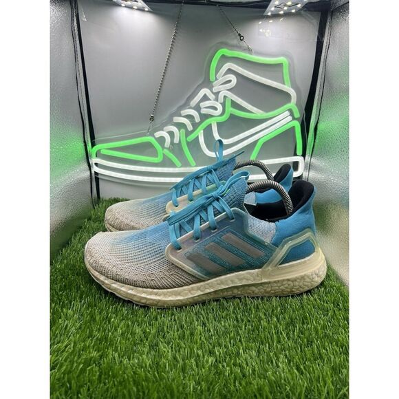 Adidas Men's UltraBoost 20 Running Shoes Size 9.5‎ Cyan Blue Iridescent FV8324 - Picture 1 of 8